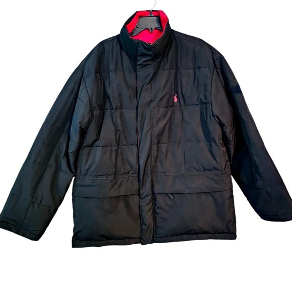Vintage Polo Ralph Lauren 2 IN 1 Puffer Down Reversible Jacket Red/Black XL - Picture 3 of 16
